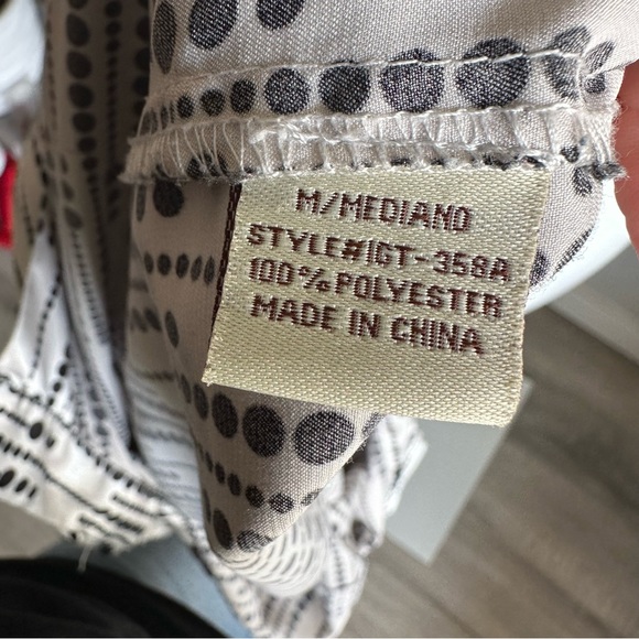 A’GACI white black polka dot silky peplum tie billowy flowy blouse top vintage - Picture 9 of 12